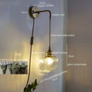 GobekUsa Glass Copper LED Wall Lamp Modern Corridor Bedside Light
