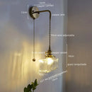 GobekUsa Glass Copper LED Wall Lamp Modern Corridor Bedside Light