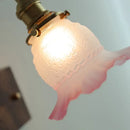 GobekUsa Glass Pink LED Wall Lights Pull Chain Switch Rotatable Sconce Bedside Lamp