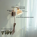 GobekUsa Glass Pink LED Wall Lights Pull Chain Switch Rotatable Sconce Bedside Lamp