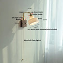 GobekUsa Glass Pink LED Wall Lights Pull Chain Switch Rotatable Sconce Bedside Lamp