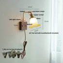 GobekUsa Glass Pink LED Wall Lights Pull Chain Switch Rotatable Sconce Bedside Lamp
