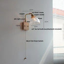 GobekUsa Glass Pink LED Wall Lights Pull Chain Switch Rotatable Sconce Bedside Lamp