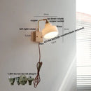 GobekUsa Glass Pink LED Wall Lights Pull Chain Switch Rotatable Sconce Bedside Lamp