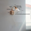 GobekUsa Glass Pink LED Wall Sconce, Pull Chain Switch, Walnut Wood Bedside Lamp
