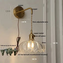 GobekUsa Green Glass LED Wall Lights Fixture with Pull Chain Switch