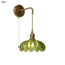 GobekUsa Green Glass LED Wall Lights Fixture with Pull Chain Switch