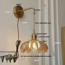 GobekUsa Green Glass LED Wall Lights Fixture with Pull Chain Switch