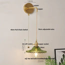 GobekUsa Green Glass LED Wall Lights Fixture with Pull Chain Switch