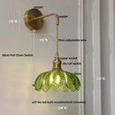 GobekUsa Green Glass LED Wall Lights Fixture with Pull Chain Switch