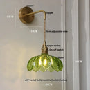 GobekUsa Green Glass LED Wall Lights Fixture with Pull Chain Switch