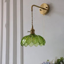 GobekUsa Green Glass LED Wall Lights Fixture with Pull Chain Switch