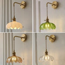 GobekUsa Green Glass LED Wall Lights Fixture with Pull Chain Switch