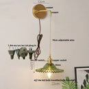 GobekUsa Green Glass LED Wall Lights Fixture with Pull Chain Switch