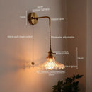 GobekUsa LED Wall Lamp Glass Copper Arandelas Para Parede Retro Style for Living Room