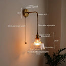 GobekUsa LED Wall Lamp Glass Copper Arandelas Para Parede Retro Style for Living Room