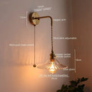 GobekUsa LED Wall Lamp Glass Copper Arandelas Para Parede Retro Style for Living Room
