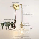 GobekUsa Green Glass LED Wall Light Fixture | Modern Nordic Pull Chain Lamp