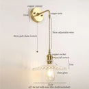 GobekUsa Green Glass LED Wall Light Fixture | Modern Nordic Pull Chain Lamp