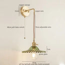 GobekUsa Green Glass LED Wall Light Fixture | Modern Nordic Pull Chain Lamp