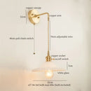 GobekUsa Green Glass LED Wall Light Fixture | Modern Nordic Pull Chain Lamp