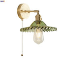 GobekUsa Green Glass LED Wall Light Fixture | Modern Nordic Pull Chain Lamp