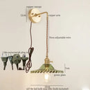 GobekUsa Green Glass LED Wall Light Fixture | Modern Nordic Pull Chain Lamp