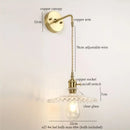 GobekUsa Green Glass LED Wall Light Fixture | Modern Nordic Pull Chain Lamp