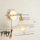 GobekUsa Green Glass LED Wall Light Fixture | Modern Nordic Pull Chain Lamp