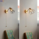 GobekUsa Green Glass LED Wall Lights with Pull Chain Switch, Copper Finish