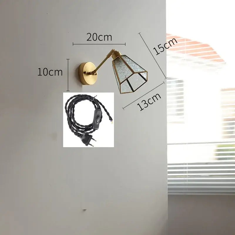 GobekUsa Green Glass LED Wall Lights with Pull Chain Switch, Copper Finish, photo 14 of 23