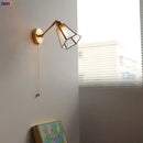 GobekUsa Green Glass LED Wall Lights with Pull Chain Switch, Copper Finish