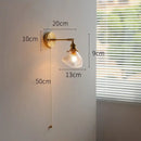 GobekUsa Green Glass LED Wall Lights with Pull Chain Switch, Copper Finish