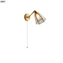 GobekUsa Green Glass LED Wall Lights with Pull Chain Switch, Copper Finish