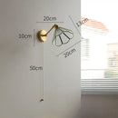 GobekUsa Green Glass LED Wall Lights with Pull Chain Switch, Copper Finish