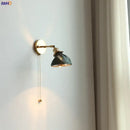 GobekUsa Green Glass LED Wall Lights Pull Chain Switch Indoor Lighting Adjustable Fixtures