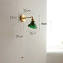 GobekUsa Green Glass LED Wall Lights with Pull Chain Switch, Copper Finish