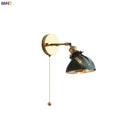 GobekUsa Green Glass LED Wall Lights Pull Chain Switch Indoor Lighting Adjustable Fixtures