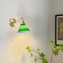 GobekUsa Green Glass LED Wall Sconce, Pull Chain Switch, for Bedside, Bathroom, Living Room
