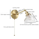 GobekUsa Green Glass LED Wall Sconce, Pull Chain Switch, for Bedside, Bathroom, Living Room