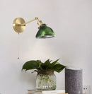GobekUsa Green Glass LED Wall Sconce, Pull Chain Switch, for Bedside, Bathroom, Living Room