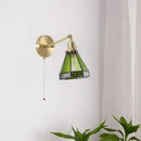 GobekUsa Green Glass LED Wall Sconce, Pull Chain Switch, for Bedside, Bathroom, Living Room