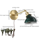 GobekUsa Green Glass LED Wall Sconce, Pull Chain Switch, for Bedside, Bathroom, Living Room