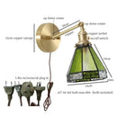 GobekUsa Green Glass LED Wall Sconce, Pull Chain Switch, for Bedside, Bathroom, Living Room