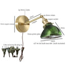 GobekUsa Green Glass LED Wall Sconce, Pull Chain Switch, for Bedside, Bathroom, Living Room
