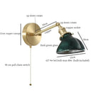 GobekUsa Green Glass LED Wall Sconce, Pull Chain Switch, for Bedside, Bathroom, Living Room