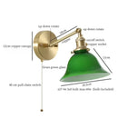 GobekUsa Green Glass LED Wall Sconce, Pull Chain Switch, for Bedside, Bathroom, Living Room