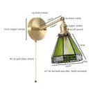 GobekUsa Green Glass LED Wall Sconce, Pull Chain Switch, for Bedside, Bathroom, Living Room