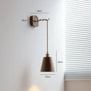 GobekUsa LED Wall Sconce Modern Japan Style Ceramic Lampshade Wooden Base Light