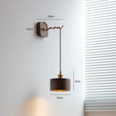 GobekUsa LED Wall Sconce Modern Japan Style Ceramic Lampshade Wooden Base Light